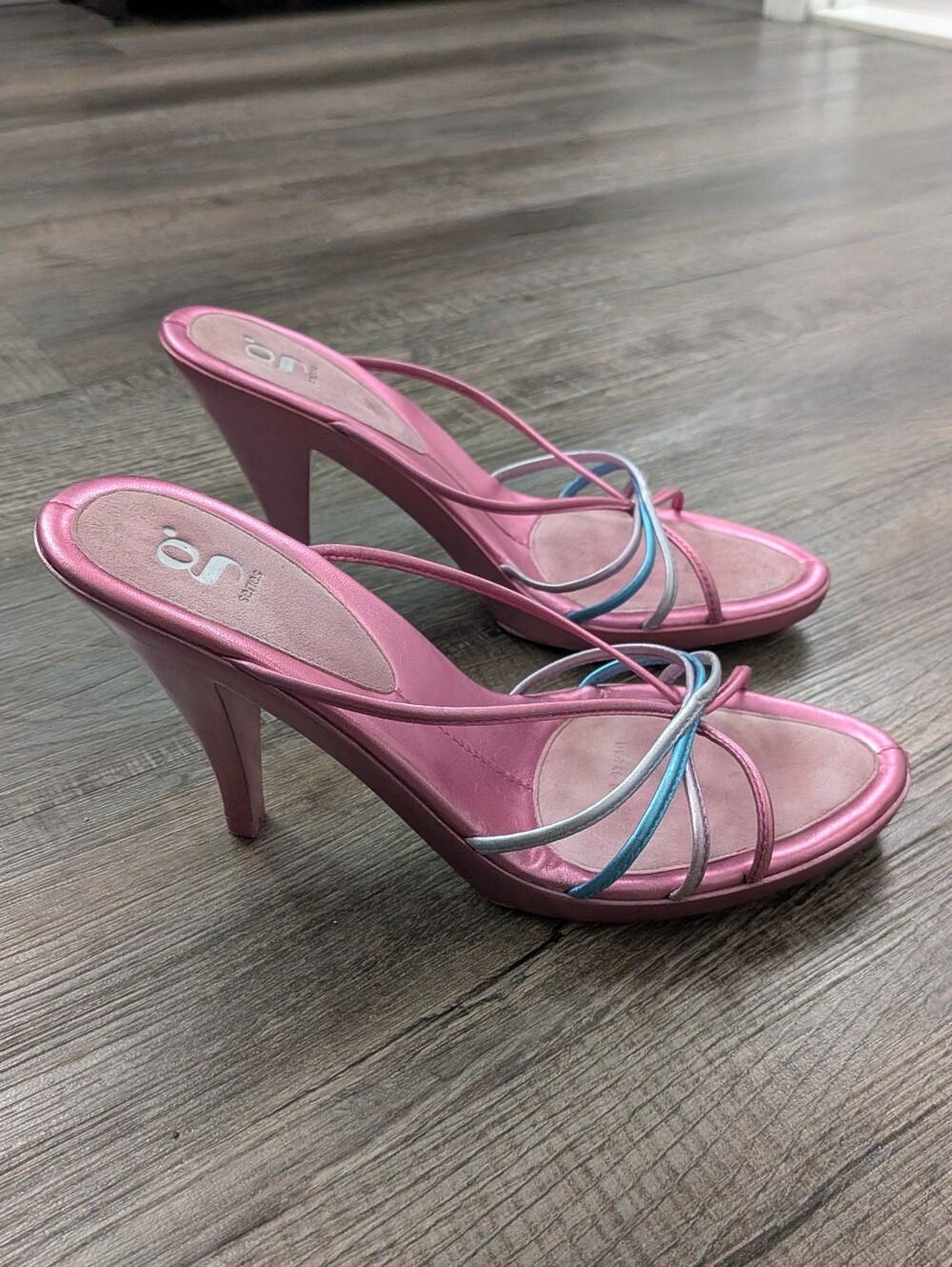 Vintage G Series by Cole Haan Metallic Pink Strappy Mule Heels